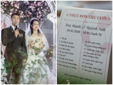 Khám phá thực đơn đám cưới của cặp đôi Duy Mạnh – Quỳnh Anh